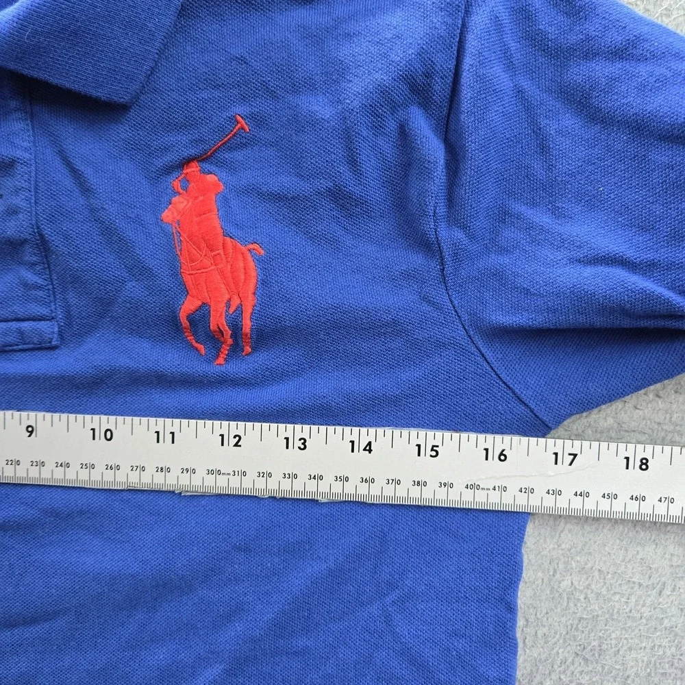 Polo Ralph Lauren Boys M Blue Big Pony Logo Embroidered Classic Fit‎ Collar